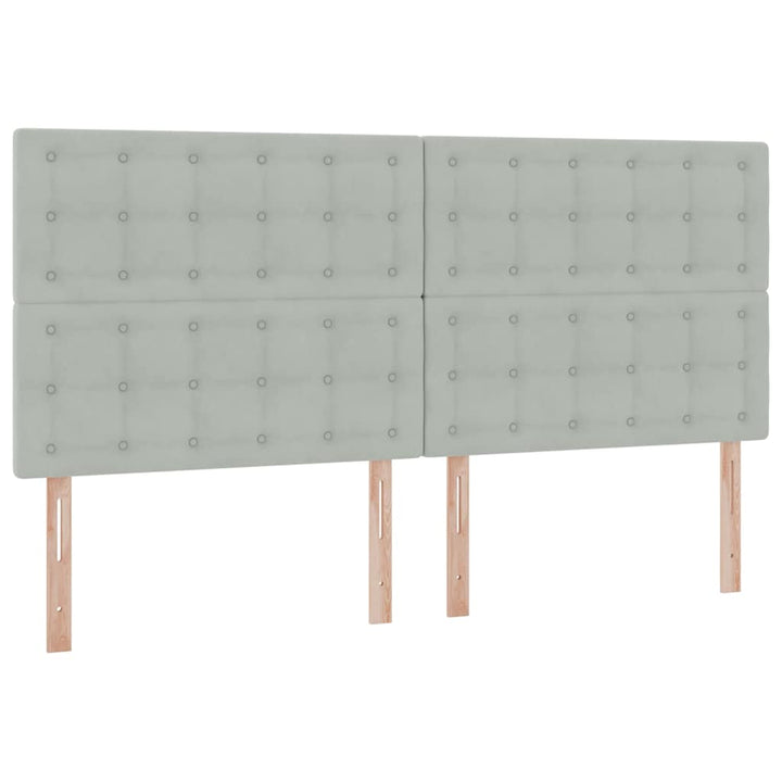 Seng med opbevaring og madras Lysegrå 200 x 200 cm Fløjl