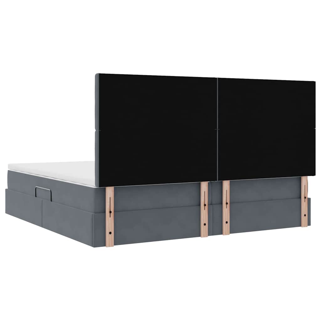 Seng med opbevaring og madras Mørkegrå 200 x 200 cm Fløjl