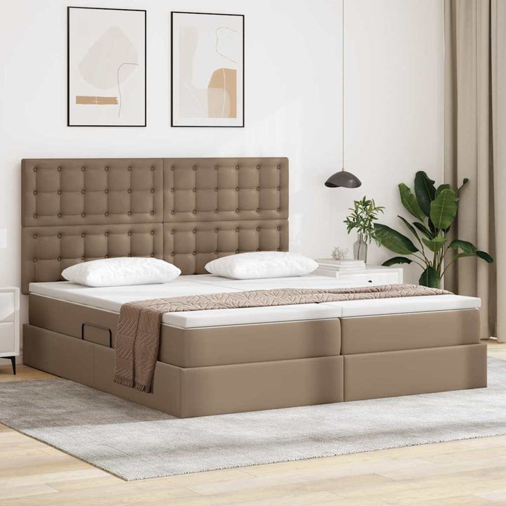 Seng med opbevaring og madras Cappuccino 200 x 200 cm