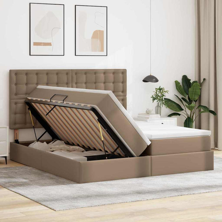 Seng med opbevaring og madras Cappuccino 200 x 200 cm