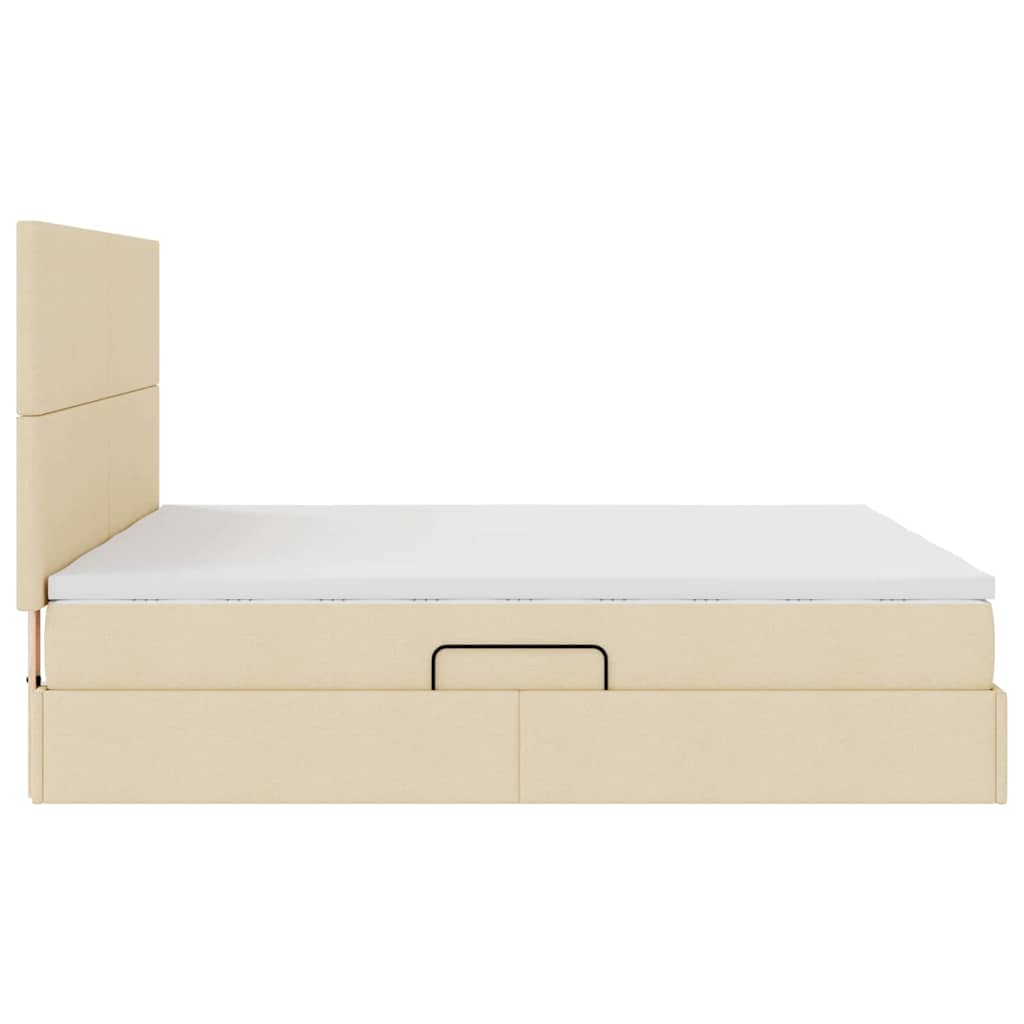 Opbevaringsseng med hovedgærde Creme 200 x 200 cm Stof