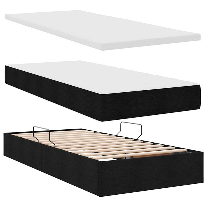 Opbevaringsseng med hovedgærde Sort 180 x 200 cm Stof