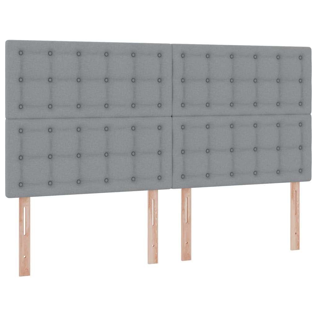 Opbevaringsseng med hovedgærde Lysegrå 200 x 200 cm Stof