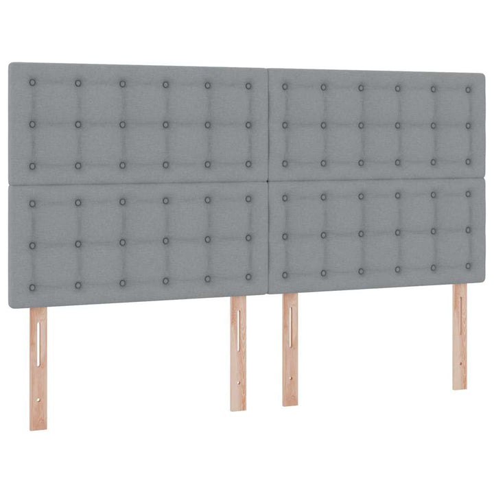 Opbevaringsseng med hovedgærde Lysegrå 200 x 200 cm Stof
