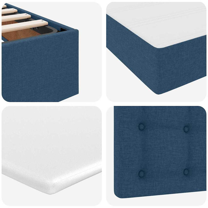 Opbevaringsseng med hovedgærde Blå 200 x 200 cm Stof