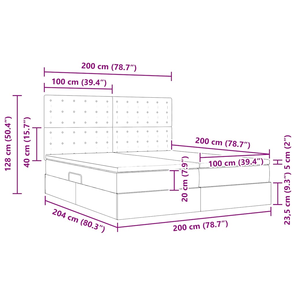 Opbevaringsseng med hovedgærde Blå 200 x 200 cm Stof
