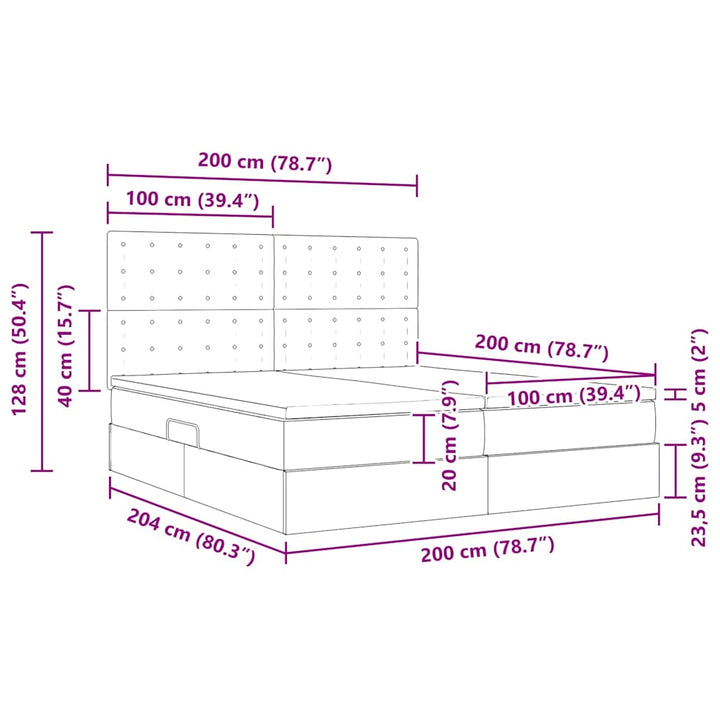 Opbevaringsseng med hovedgærde Blå 200 x 200 cm Stof