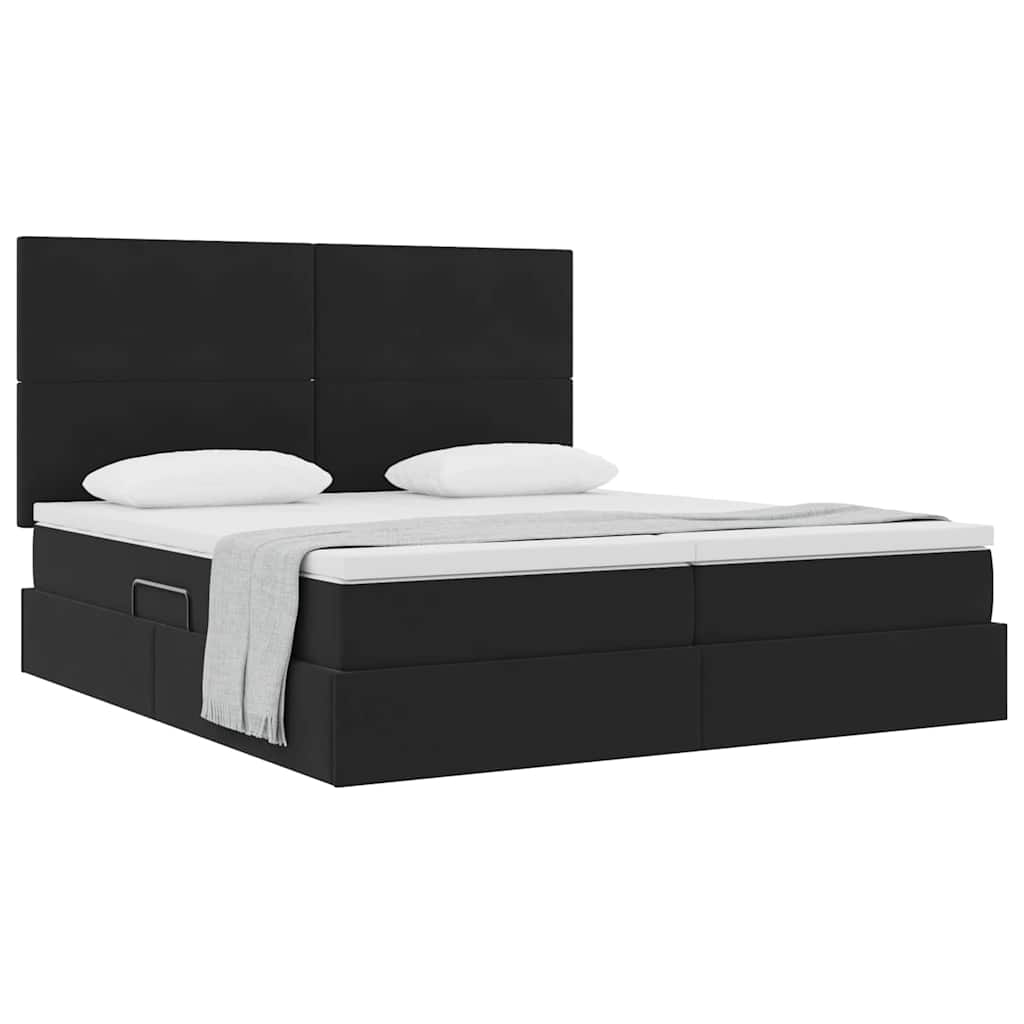 Opbevaringsseng med hovedgærde Sort 180 x 200 cm Fløjl