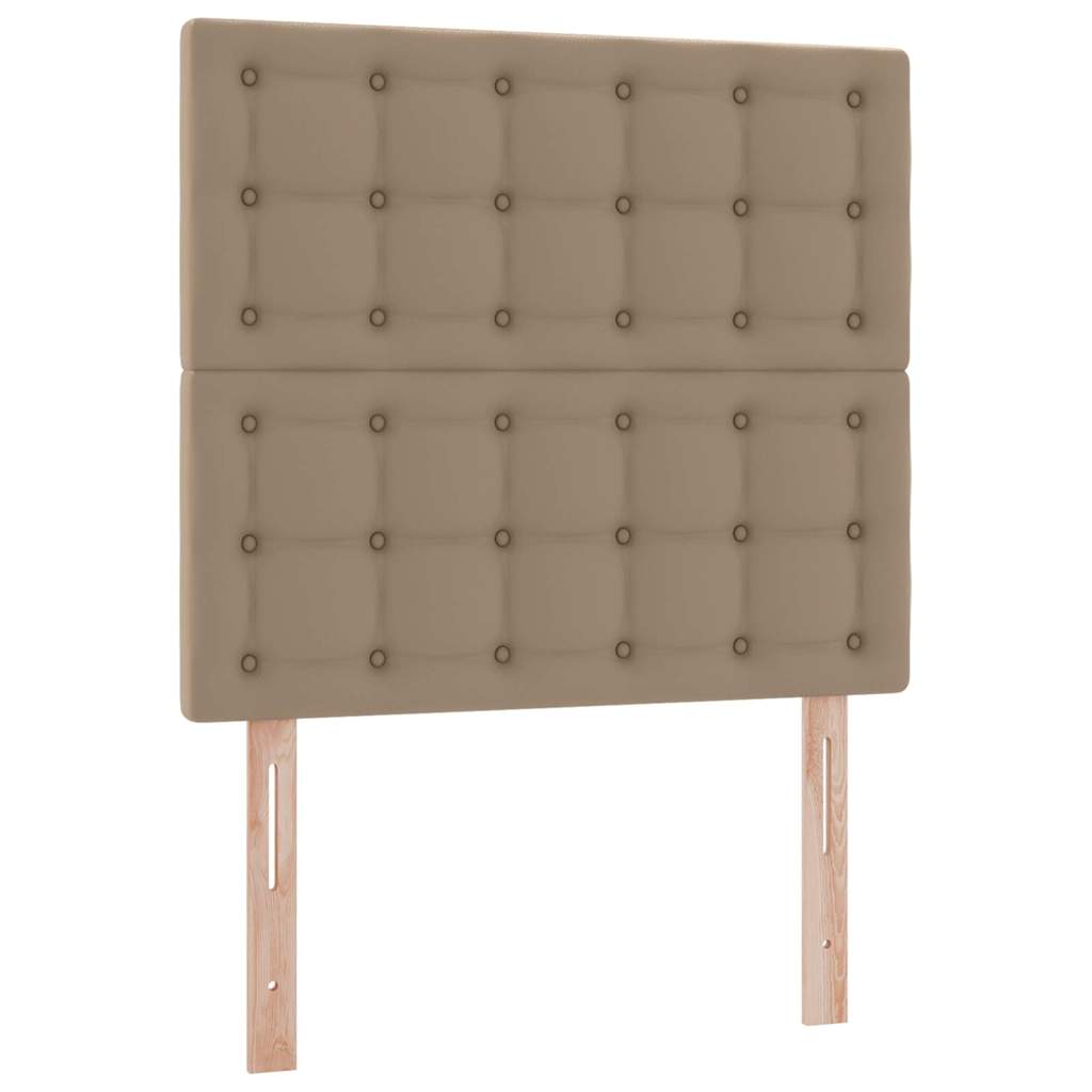 Seng med opbevaring og LED Cappuccino 90 x 200 cm Faux læder