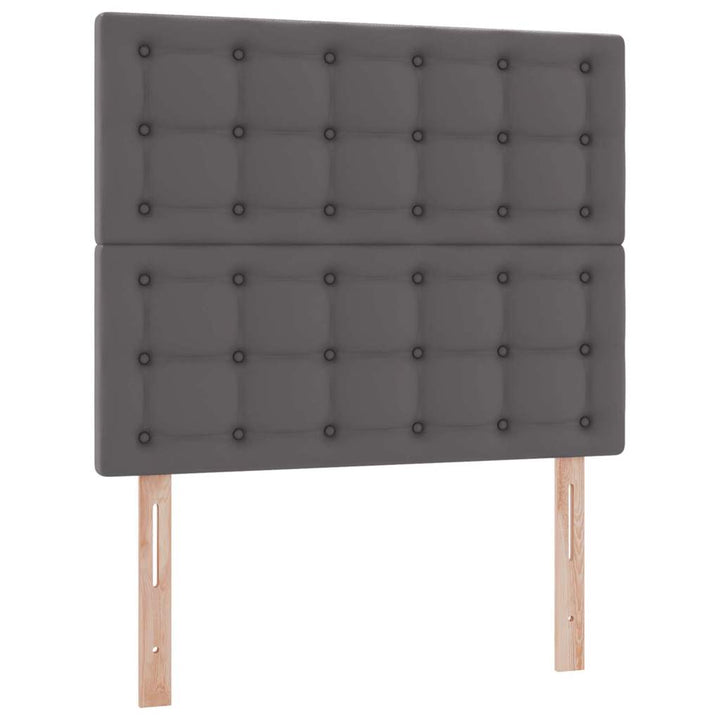 Seng med opbevaring og LED med LED Grå 120 x 200 cm Faux læder