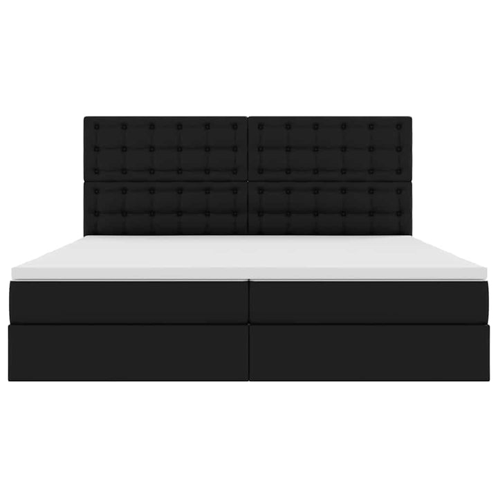 Seng med opbevaring og LED Sort 200 x 200 cm Faux læder