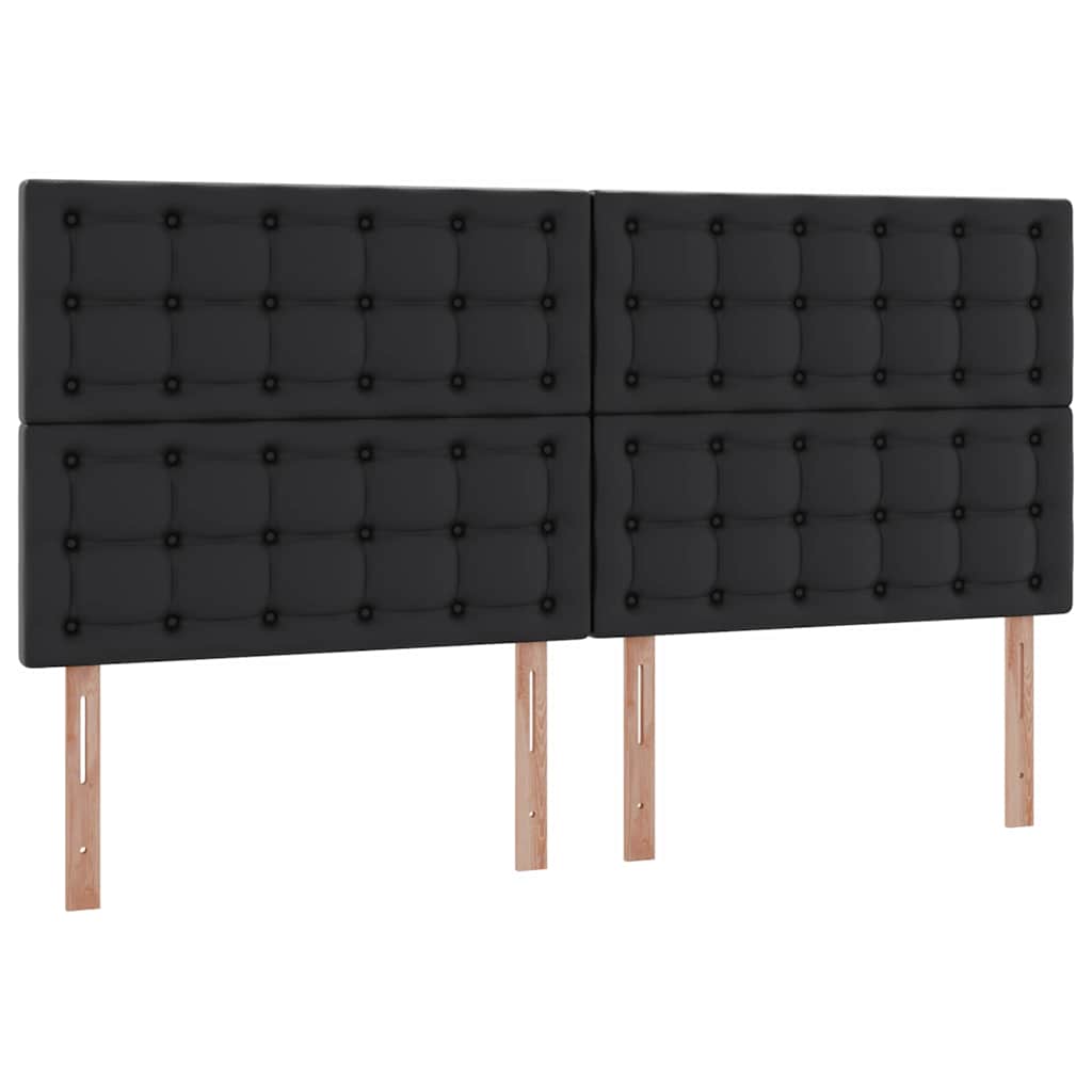 Seng med opbevaring og LED Sort 200 x 200 cm Faux læder