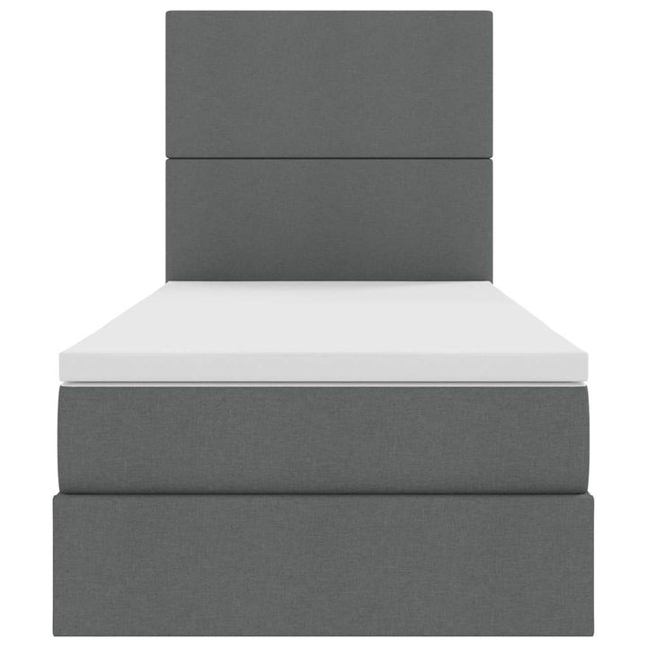 LED opbevarings seng med madras Mørkegrå 90 x 190 cm Stof