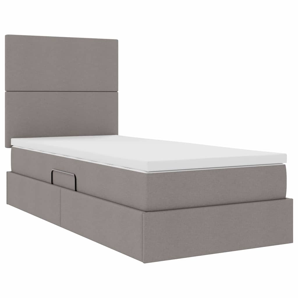 Seng med opbevaring og LED Gråbrun 90 x 190 cm Polyester