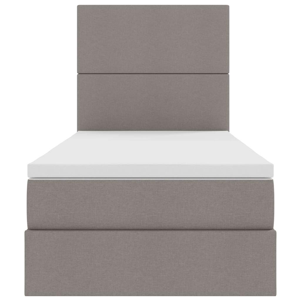 Seng med opbevaring og LED Gråbrun 90 x 190 cm Polyester