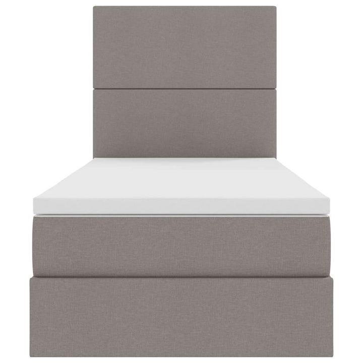 Seng med opbevaring og LED Gråbrun 90 x 190 cm Polyester