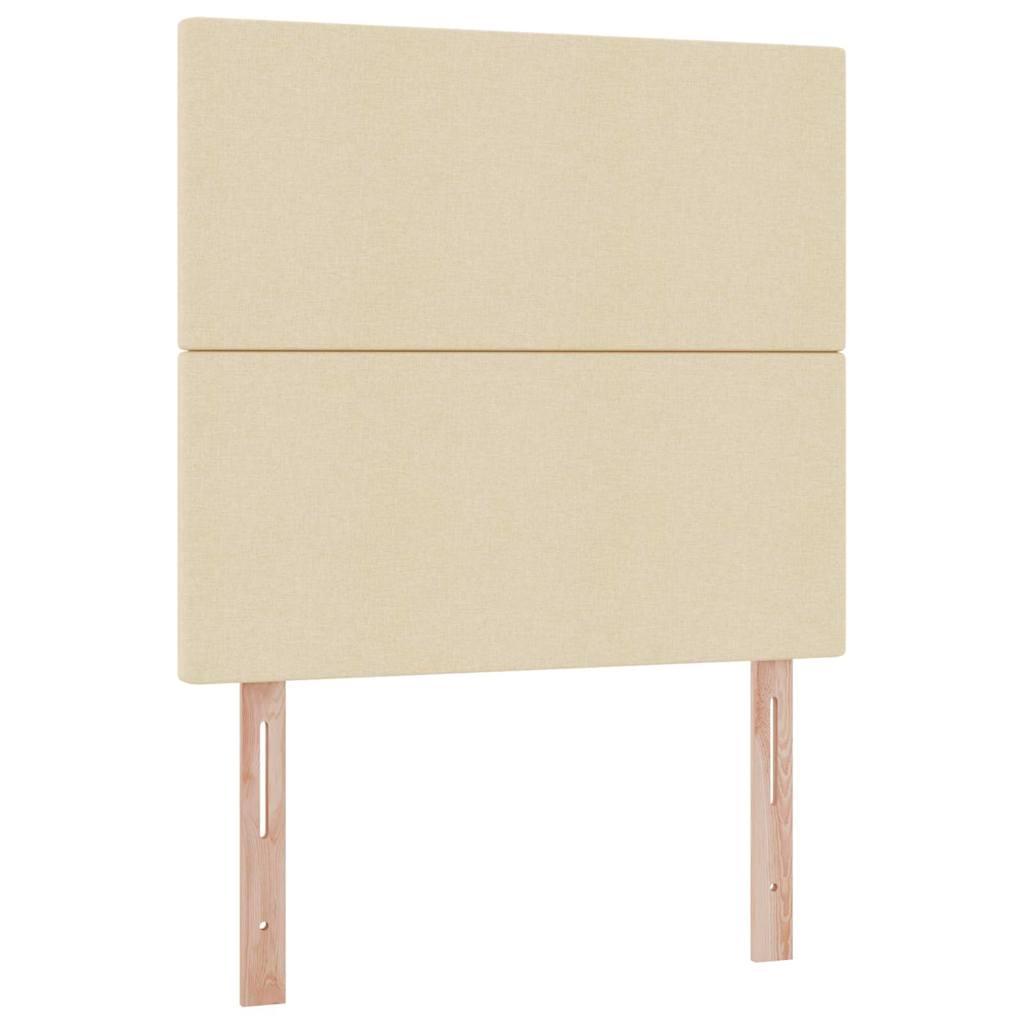 LED opbevarings seng med madras Creme 90 x 190 cm Stof
