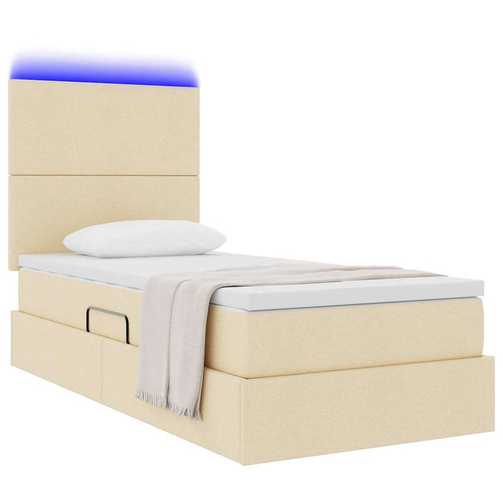 LED opbevarings seng med madras Creme 100 x 200 cm Stof