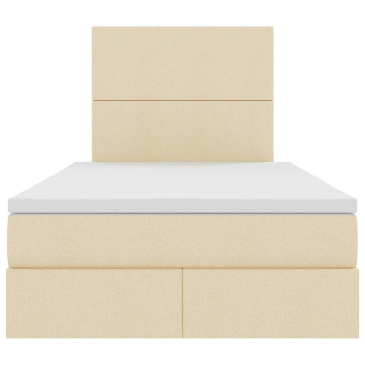 LED opbevarings seng med madras Cremefarvet 120 x 190 cm Stof
