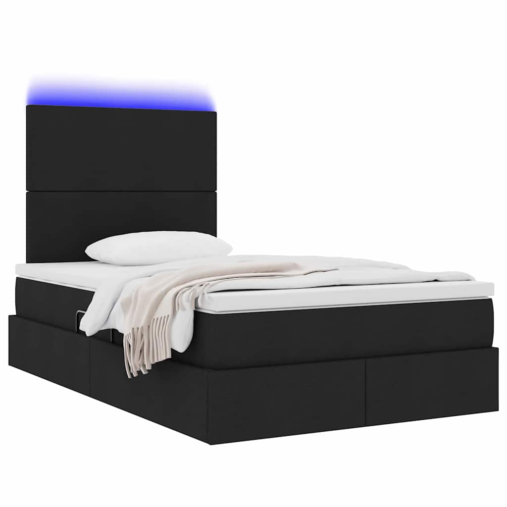 LED opbevarings seng med madras Sort 120 x 200 cm Stof
