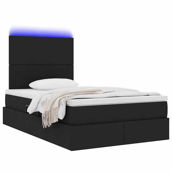 LED opbevarings seng med madras Sort 120 x 200 cm Stof