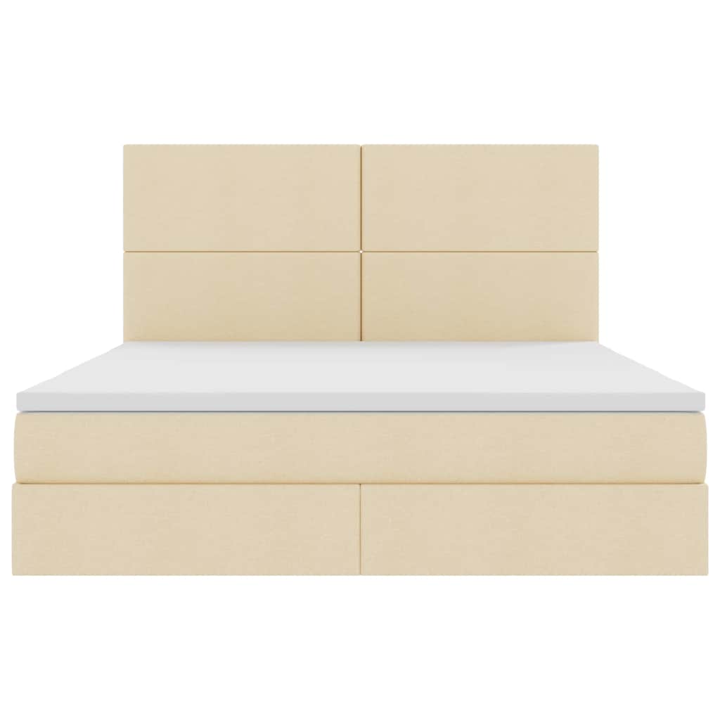 LED opbevarings seng med madras Creme 160 x 200 cm Stof