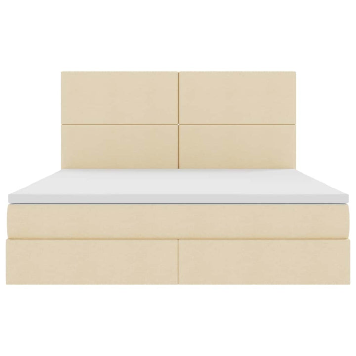 LED opbevarings seng med madras Creme 160 x 200 cm Stof