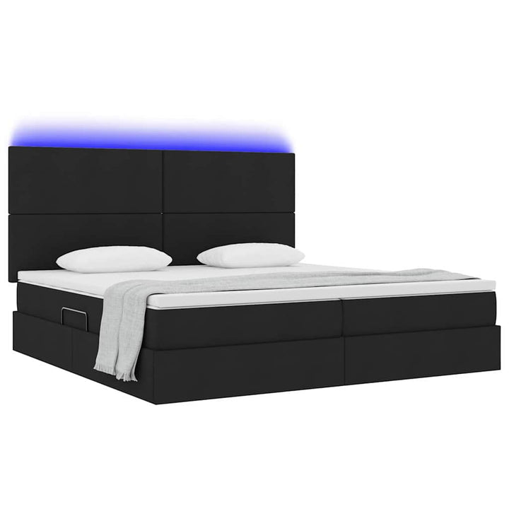 LED opbevarings seng med madras Sort 200 x 200 cm Stof