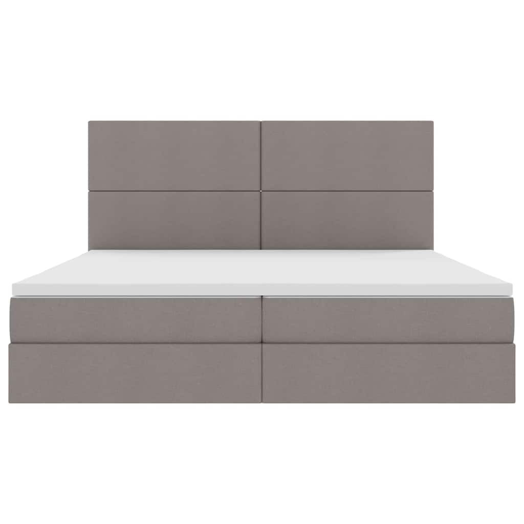 LED opbevarings seng med madras Gråbrun 200 x 200 cm Stof