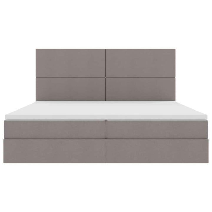 LED opbevarings seng med madras Gråbrun 200 x 200 cm Stof