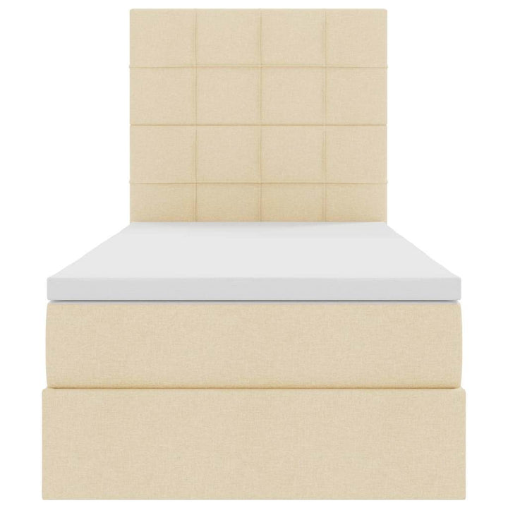LED opbevarings seng med madras Creme 90 x 190 cm Stof
