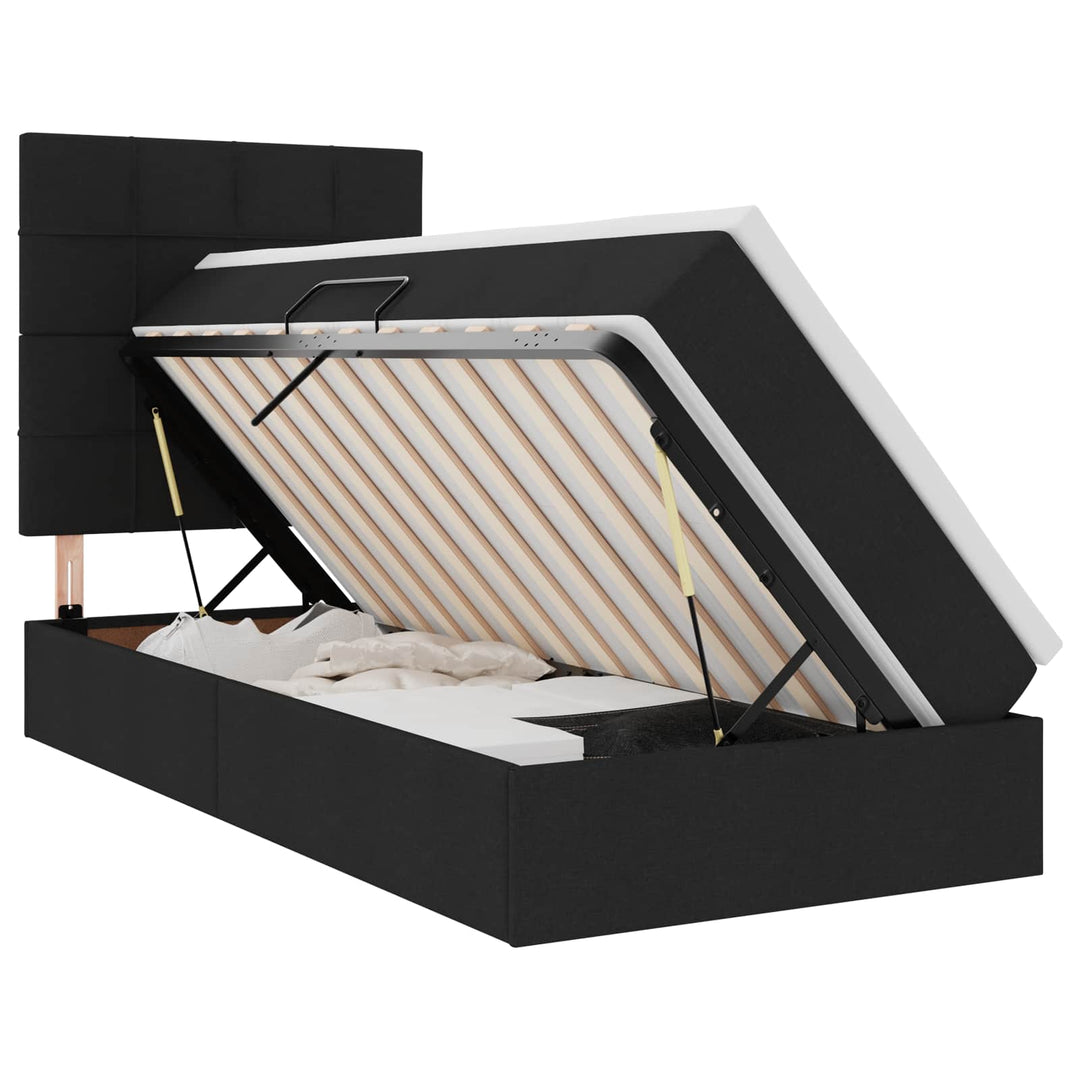 LED opbevarings seng med madras Sort 100 x 200 cm Stof