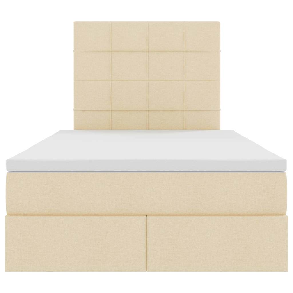 LED opbevarings seng med madras Cremefarvet 120 x 190 cm Stof