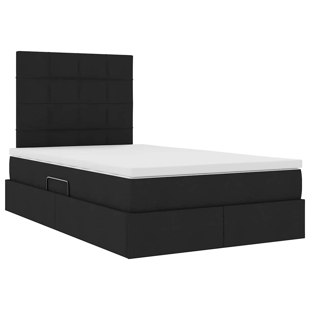 Seng med opbevaring og LED med LED Sort 120 x 200 cm Polyester