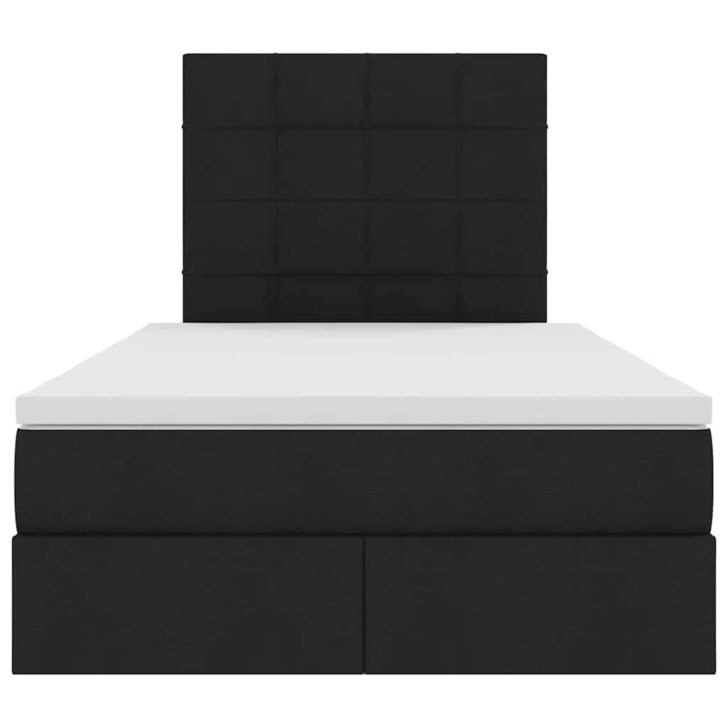 Seng med opbevaring og LED med LED Sort 120 x 200 cm Polyester