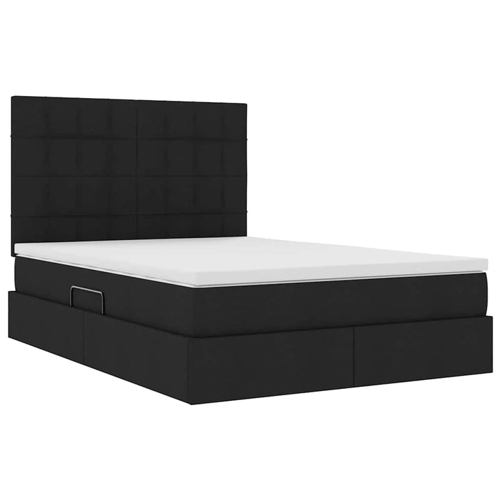 LED opbevarings seng med madras Sort 140 x 190 cm Stof