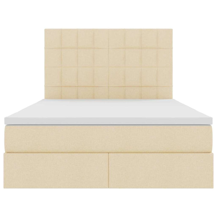 LED opbevarings seng med madras Creme 140 x 200 cm Stof