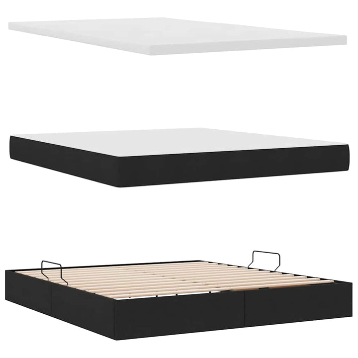 LED opbevarings seng med madras Sort 160 x 200 cm Stof