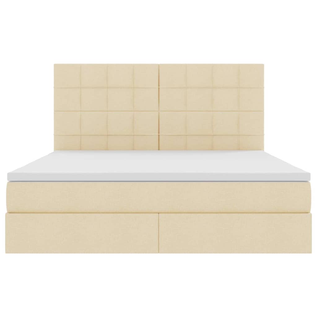 LED opbevarings seng med madras Creme 160 x 200 cm Stof