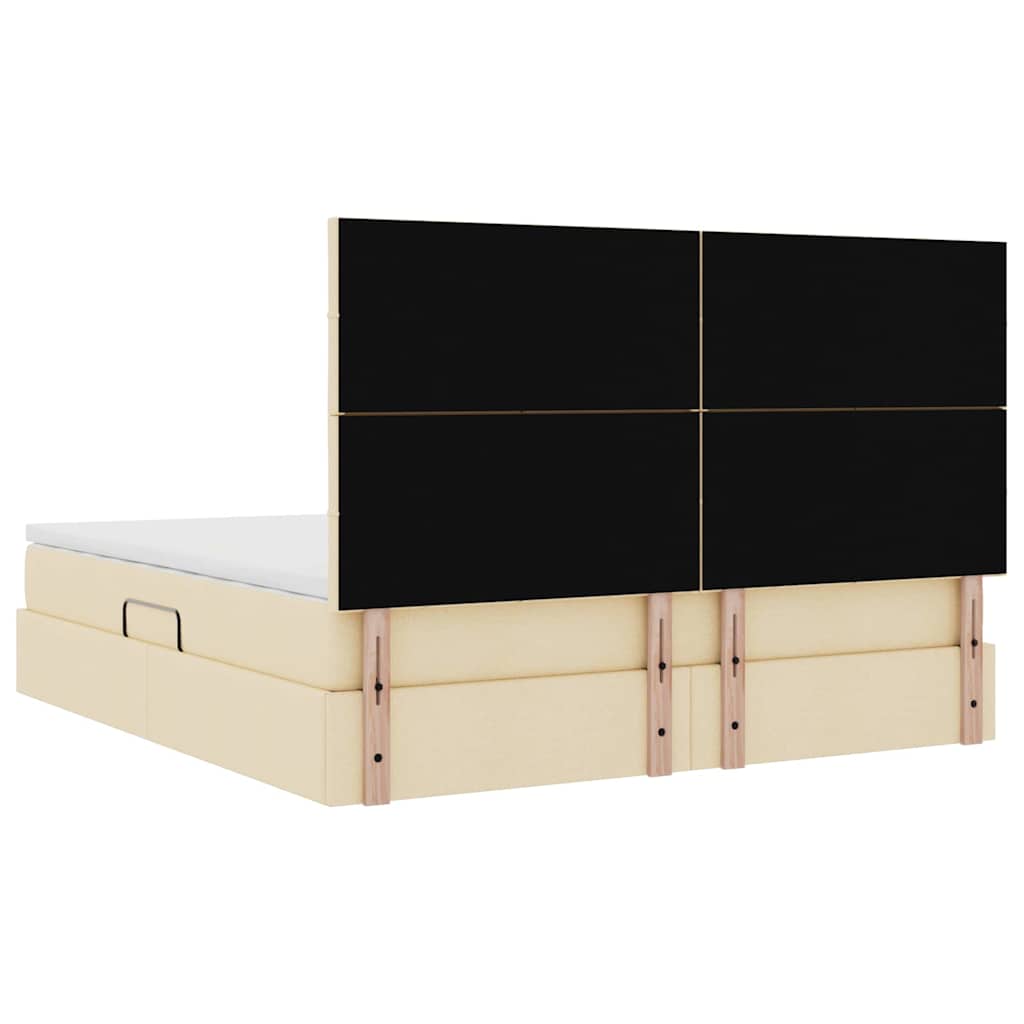 LED opbevarings seng med madras Creme 180 x 200 cm Stof