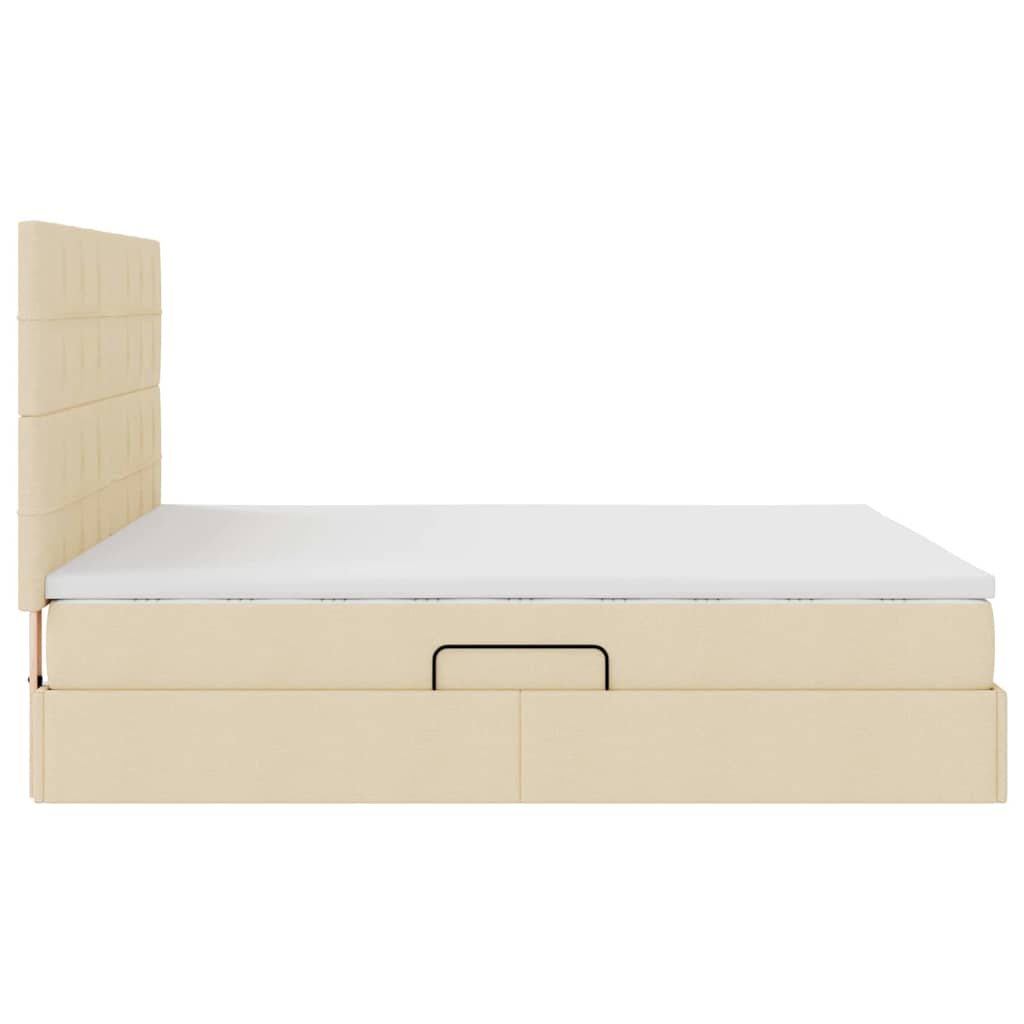 LED opbevarings seng med madras Creme 180 x 200 cm Stof