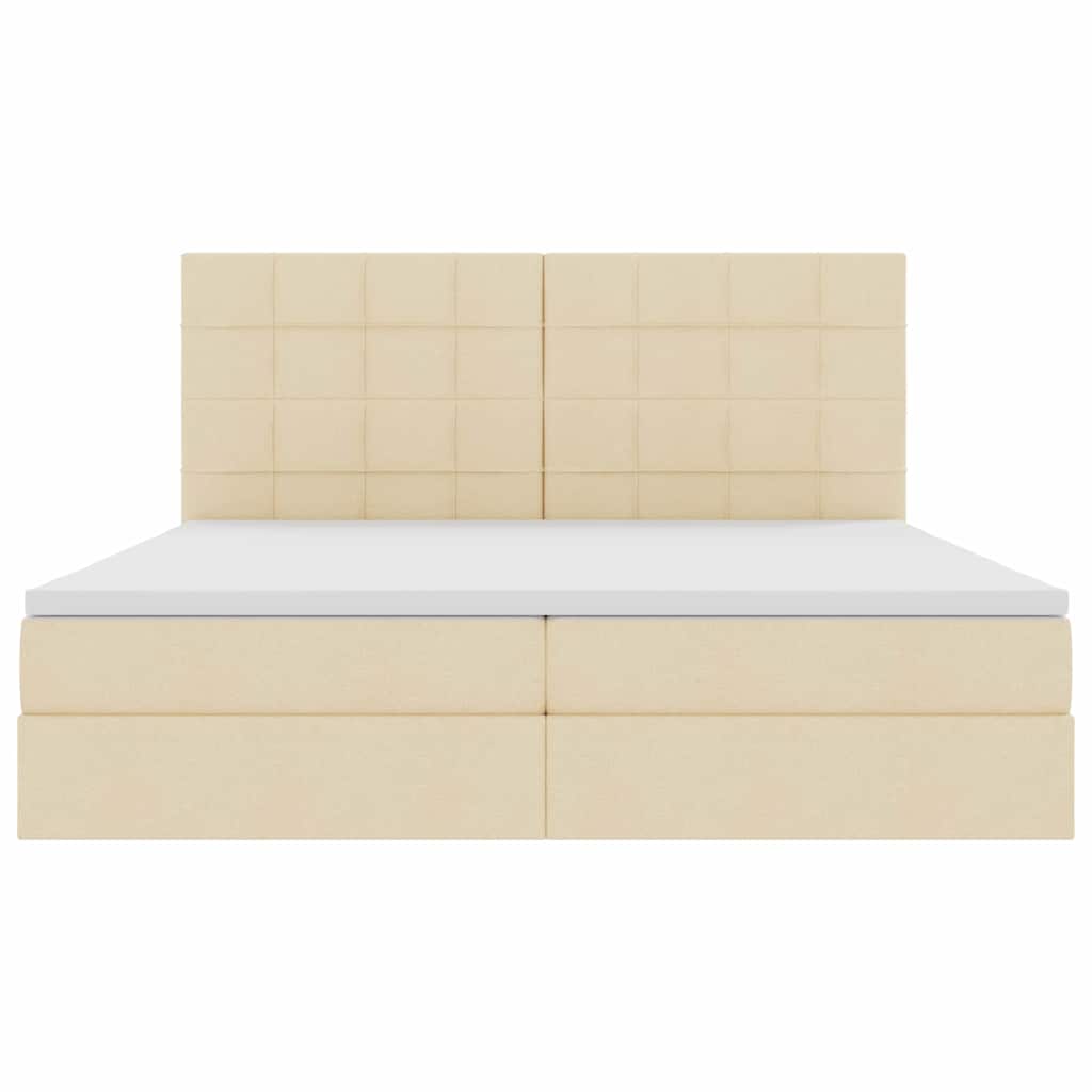 LED opbevarings seng med madras Creme 200 x 200 cm Stof