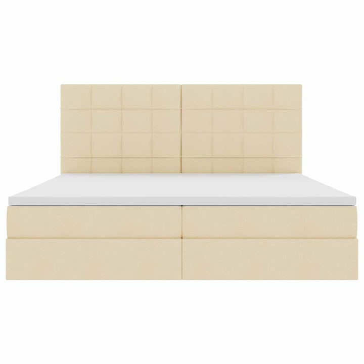 LED opbevarings seng med madras Creme 200 x 200 cm Stof