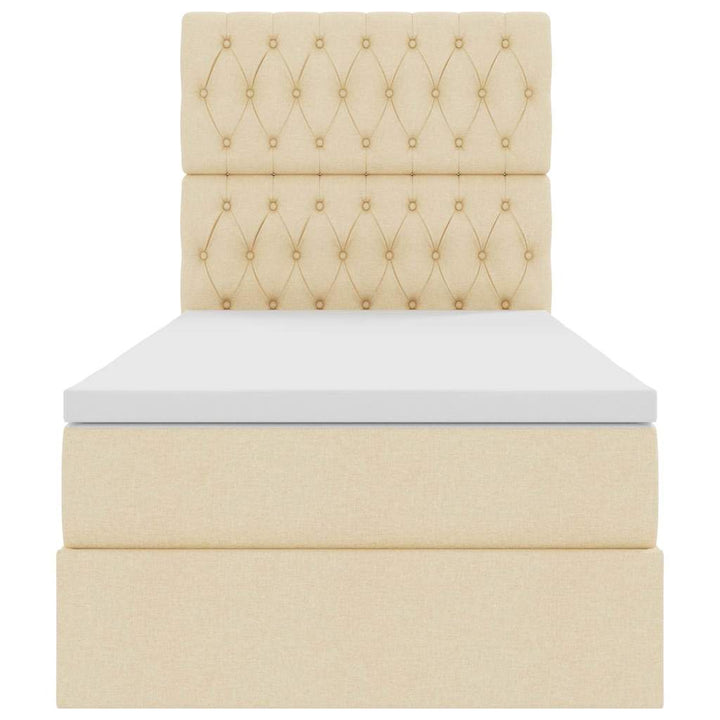 LED opbevarings seng med madras Creme 90 x 200 cm Stof