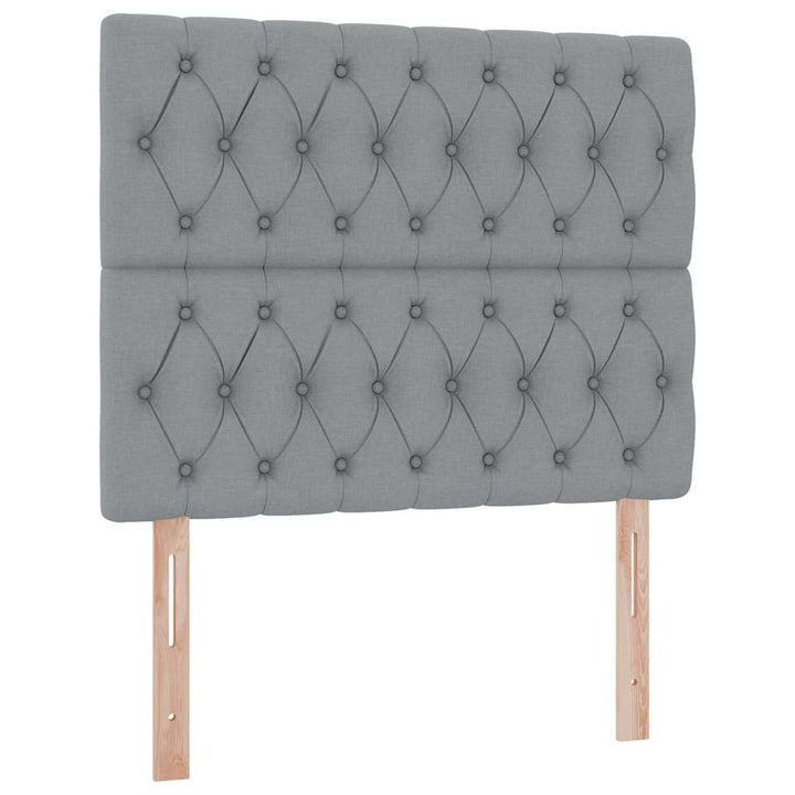 LED opbevarings seng med madras Lysegrå 120 x 190 cm Stof
