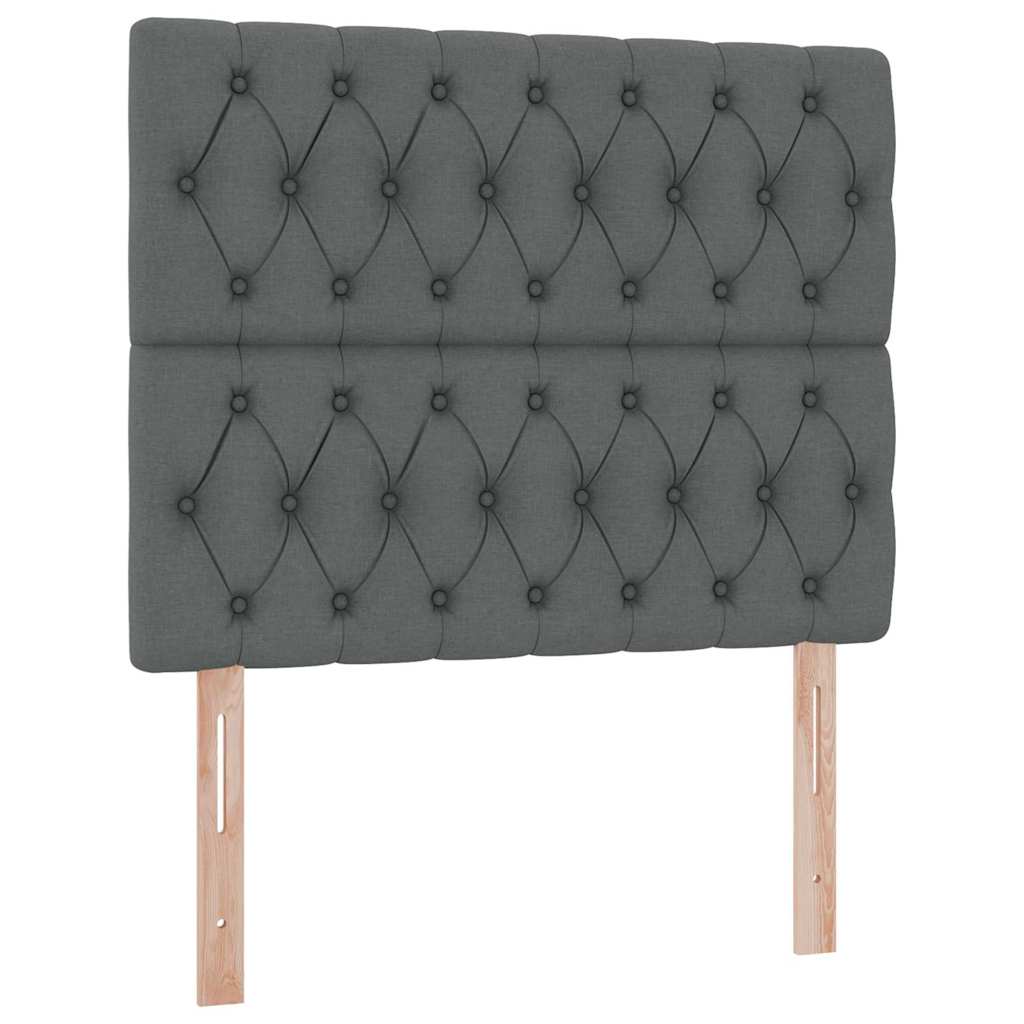 LED opbevarings seng med madras Mørkegrå 120 x 190 cm Stof