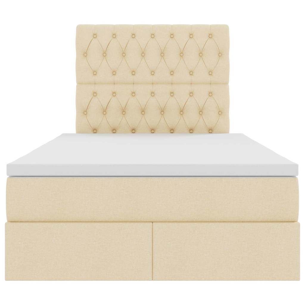 LED opbevarings seng med madras Cremefarvet 120 x 190 cm Stof