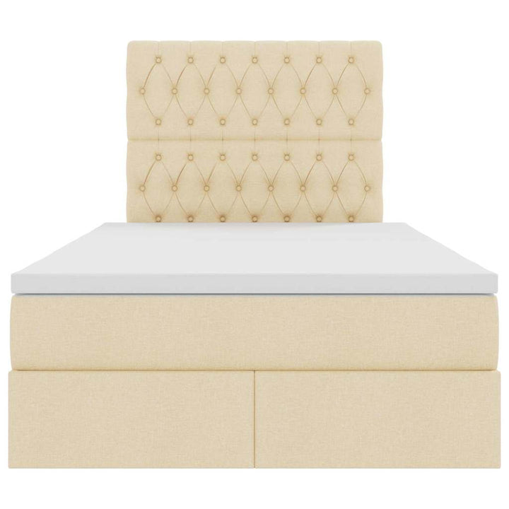 LED opbevarings seng med madras Cremefarvet 120 x 190 cm Stof