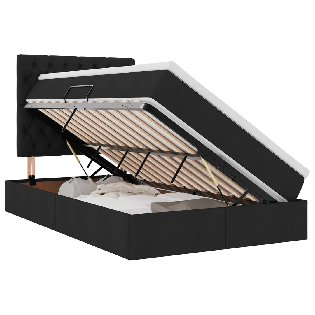 LED opbevarings seng med madras Sort 120 x 200 cm Stof