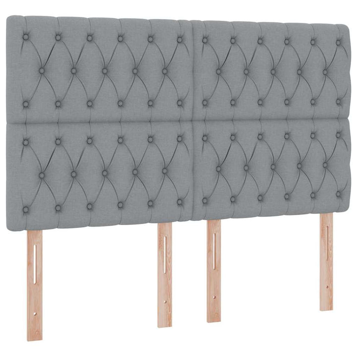 LED opbevarings seng med madras Lysegrå 140 x 190 cm Stof